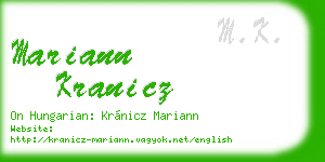 mariann kranicz business card